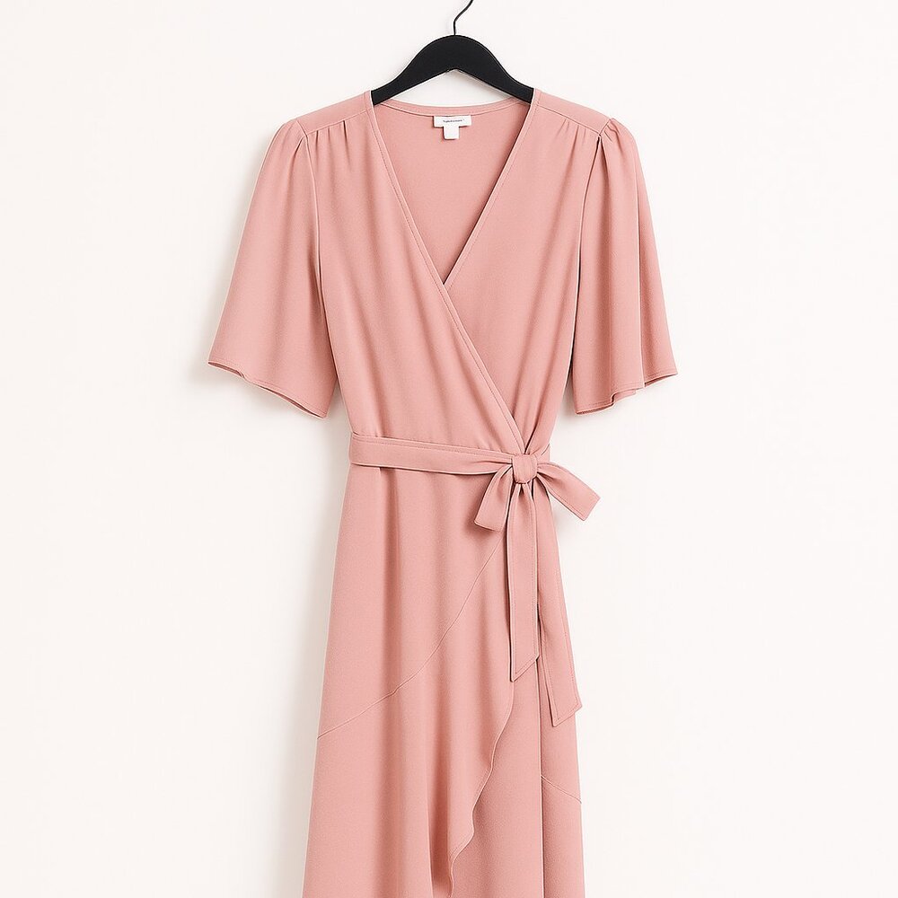 Blush Flutter Sleeve Midi Dress